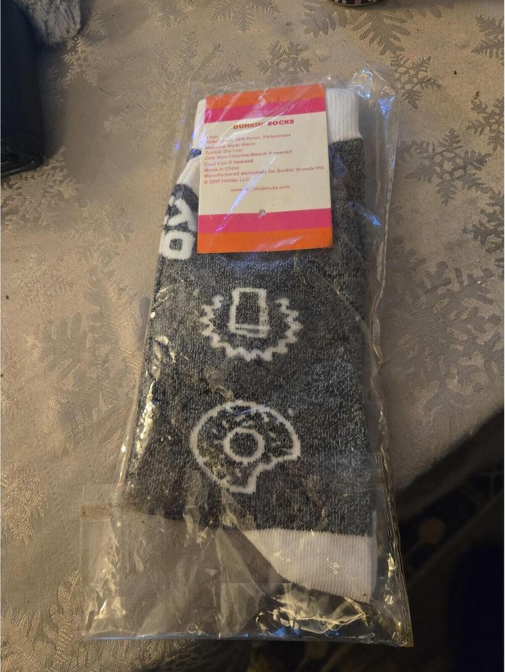 New Dunkin' Donuts Limited Edition Novelty Crew Socks - Charcoal Gray - Picture 2 of 2